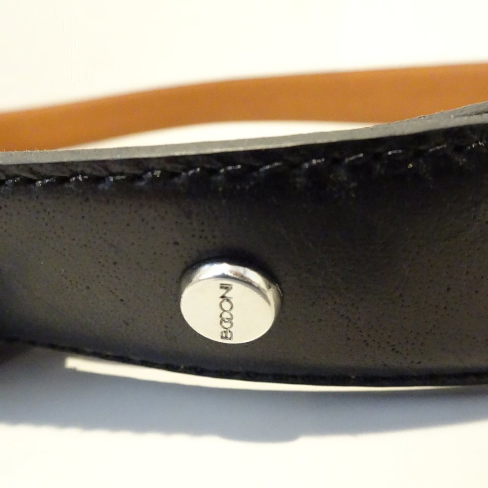 BOCONI Black Leather Belt Size 34 Career Dress - Picture 3 of 6